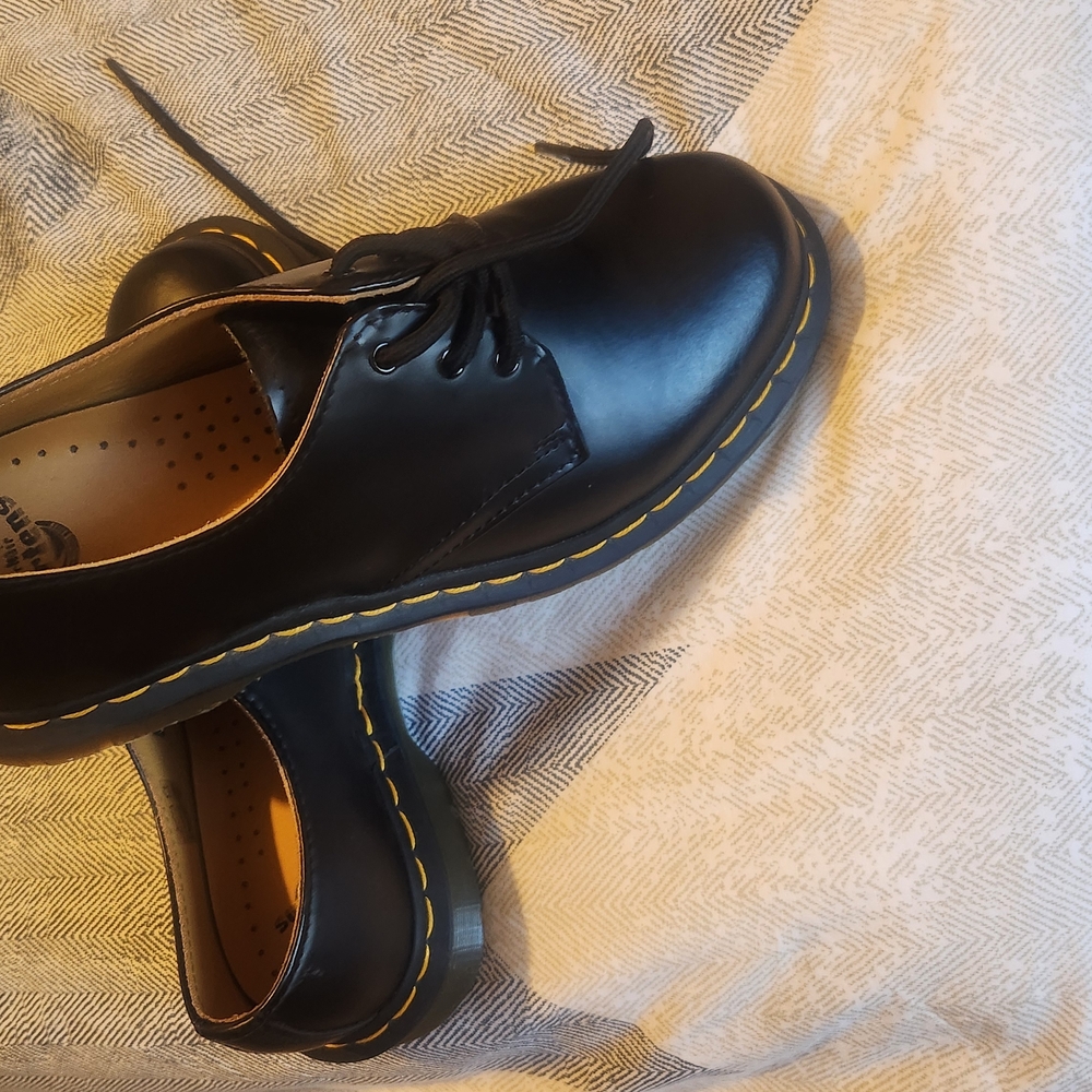 Dr. Martens Black Leather Oxfords with Chunky Sole